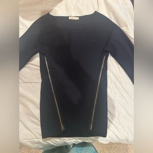 Tory Burch navy blue sweater with zippers with Tory logo
